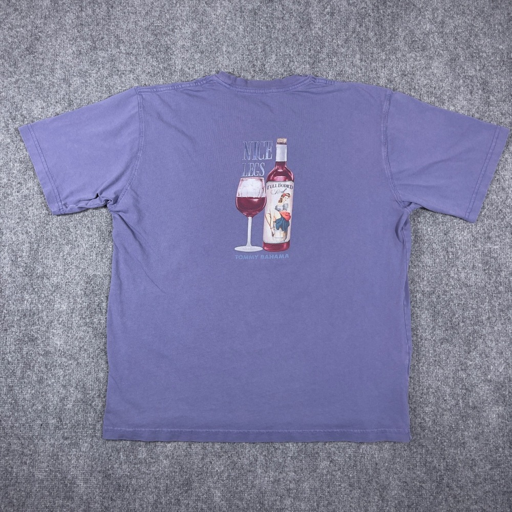 Tommy Bahama Nice Legs Wine Bottle Graphic T-Shirt Mens XL Purple Short Sleeve